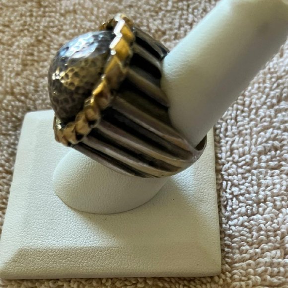 Dian Malouf Silver and Gold Dome Ring - Picture 2 of 7
